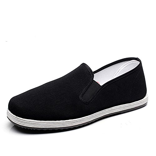 LvYuan Men's Chinese Traditional Cloth shoes / casual retro Breathable Square mouth / Kung Fu shoes / Martial Arts / Tai Chi Shoes / melaleuca handmade shoes , Black , CN45