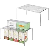 ALMACENAJE EXTRA: Estos estantes para cocina en juego de 2 ofrecen espacio de almacenaje extra para la vajilla o alimentos y se pueden usar también, por ejemplo, en el armario de debajo del fregadero.