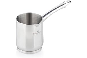 ROSMARINO Brocca per moka a induzione, in acciaio inox, 785 ml, modello 2025, moderna caffettiera turca Cezve con fondo in acciaio a 3 strati (785 ml)
