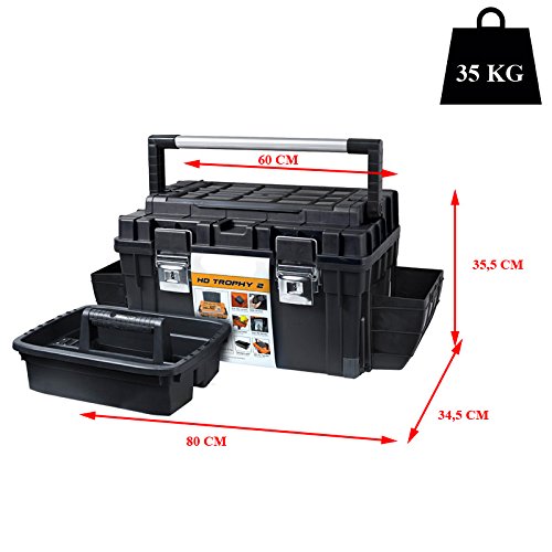 Kunststoff Werkzeugkoffer HD Box Trophy 2 Plus, 80×35,5cm Kasten Werzeugkiste Sortimentskasten Werkzeugkasten Anglerkoffer - 2