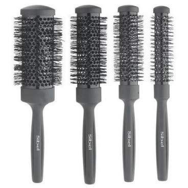 Sibel - Set De 4 Brosses Thermiques Rondes Noires