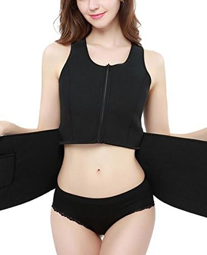 Niyatree Womens Hot Sweat Body Shaper Tummy Fat Burner Firm Control Slimming Sauna Vest Weight Loss Shapewear Zip Size XL Black