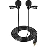 TONOR Microphone Cravate Double Tête Enregistrement Clip Mini Mic microphone pour IPhone IPad et Smartphone Android
