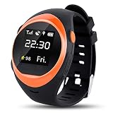 SHshou-L Smart Watch, Globale GPS-Positionierungsuhrkarte Große Anzeige mit großem Display,Orange