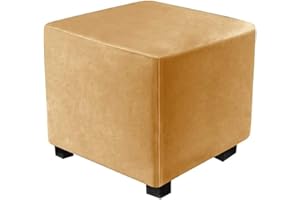 ZZDZW Stretch Samt Ottomane Schonbezug Hocker Quadrat Hockerbezug Bezug Quadratisch Elastisch Benutzt für 38 x 38 x 38 cm Faltbare Aufbewahrungsbox Sitztruhe Sitzwürfel Fußablage
