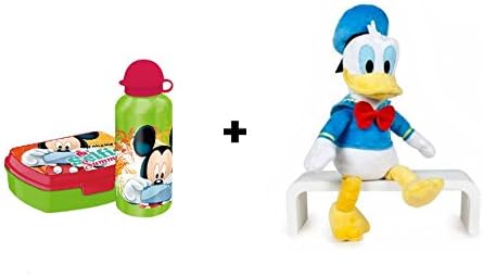 Disney - Pack Mickey Bottle + PVC Sandwich box set &amp; Plush toy Donald 11"/30cm