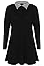 Produktbild Damen Feinstrick Gestrickt Baggy Übergröße Mischung Kontrast Kragen Aufgeweitet Swing Kleid Top Größe UK 8-14 - Schwarz Mergel - Bubikragen College, 44/46