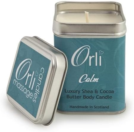 ORLI CALM MASSAGE CANDLE 108g - with Marjoram, Frankincense and Tea Tree essential oils. warm butter massage oils. Perfect as a body moisturiser, warm body massage oil