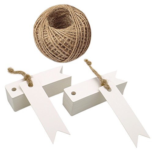confronta il prezzo Etichette da regalo in carta Kraft da 100 pezzi con tag artigianali in corda Dimensioni mini 7 cm x 2 cm Etichette da appendere da nozze con 30 metri Cordone in iuta (bianco) miglior prezzo