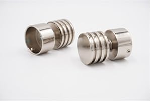 THE POLES & BLINDS OUTLET 28mm Diameter Curtain Pole Finials Ends - Dot Design - Chrome - Pack of 2