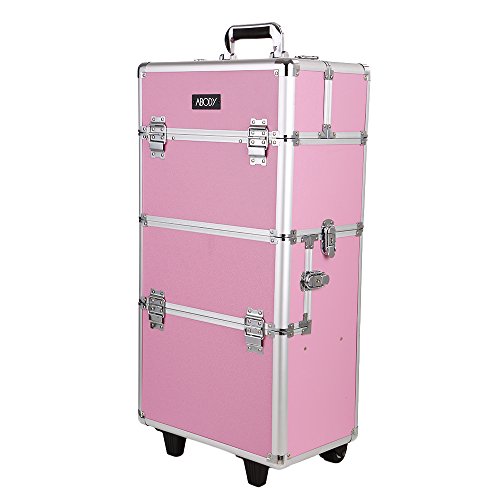 Abody Cosmetic Zug-Kasten-Verfassungs-Speicher-Organisator Ausziehbare Maskenbildner Fall Rollen Locking Fall mit Tabletts Schwarz