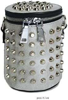 GSHGA Women Handbag Shoulder Crosses Chain Rivets Water Bucket Bag,Grey