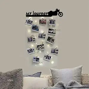 VAH- Kya Bat Hai !! My Journey with Light Design Hanging Photo Display Picture Frame Collage with Wood Clips and LED Light for Wall Decor