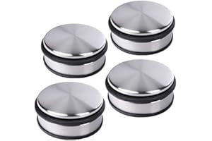 Schramm® 4 Stück Türstopper massiv Edelstahl ca. 10 x 4 cm mit Gummiring silber Tür Stopper Türfeststeller schwerer Türstopper