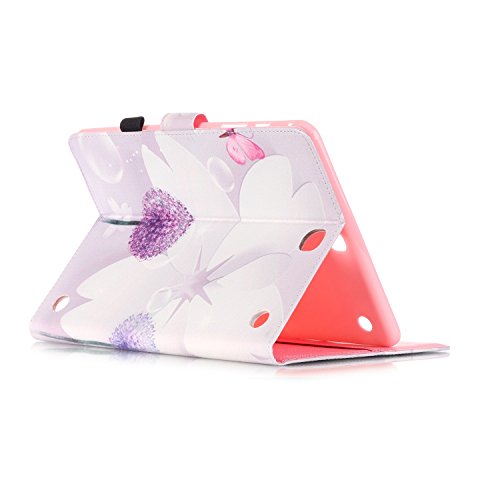 Samsung Galaxy Tab A 9.7 SM-T550 Hülle, DEENOR Colorful Painting and Stylish Drawing Wallet Case Book Style PU Leder Flip Protective Stand Schutzhülle Hülle für Samsung Galaxy Tab A 9.7 SM-T550. (Three flowers) - 5