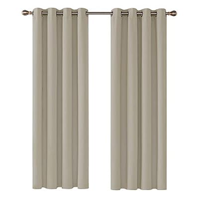 Deconovo Lot de 2 Rideaux Occultants Lourds Solides à Oeillets 140cm x 175cm Isolant Thermique Crème