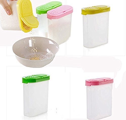 Plastik Kleine Gewürzdosen 3 Set, Streudosen Vorratsdosen mit Deckel und Verschlussklappe,BPA- und schadstofffrei – transparent (Green) - 2