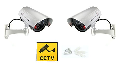 Dummy Fake Kamera Überwachungskamera Attrappe Videokamera mit roten LED (2x Dummy Kamera)