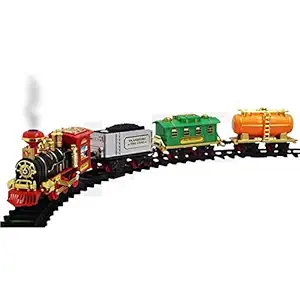 Aastha Enterprise Train Set for Kids Emits Real Smoke Light Sound Track Set Battery Operated Choochoo Classical (Multicolor)