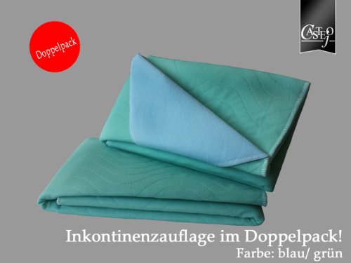 Castejo Art. CA332/S - Doppelpack! - Inkontinenzunterlage Inkontinenzauflage / waschbar & kochfest grün blau