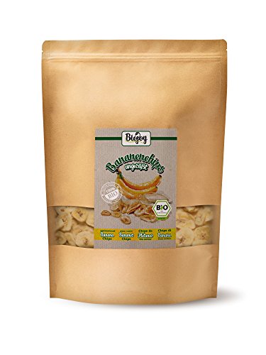 Chips de plátano BÍO | plátanos (68%) horneados en aceite de coco (32%) | cultivo biológico controlado | completamente no endulzado y sin azufre | calidad premium BÍO (1 kg)