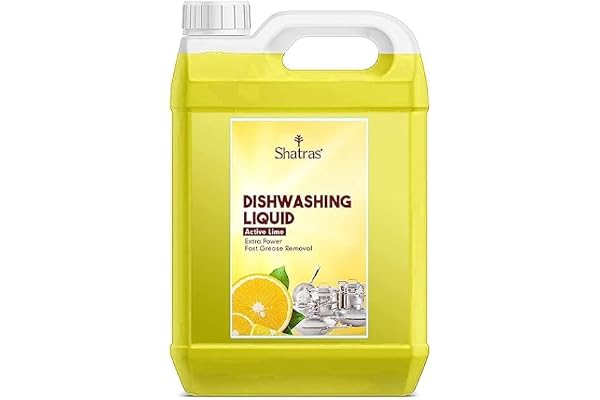 Shatras Dishwash Gel Yellow Lemon & active salt, Refreshing, Antibacterial, Leaves no residue,Fast Cleaner for all types of Utensils, Dishwasher Liquid, Refill Can (5L)