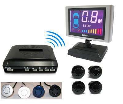 BV & Jo - 4 sensores de aparcamiento inalámbricos con un alcance de 15 m y pantalla LCD