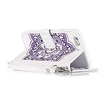 Iphone 6 6S Hülle Cover Case Leder Muster Flip Etui Case Echt,Nnopbeclik® PU Leather Luxus bling bling Blume Case Handytasche Kristall Glitzer Diamant Strass Schutz Etui Schale multi Farbe Muster Design Backcover Wallet Brieftasche im Bookstyle mit Standfunktion Karteneinschub und Magnetverschluß Pour Iphone 6 6S 4.7 Zoll[Weiß-Lila] - 3
