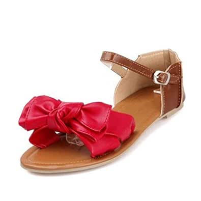 patchwork buckle flat sandal