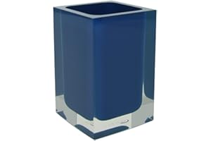 Gedy Auckland Portaspazzolini da Bagno Blu, Misure e Peso: 11X7,2X7,2 CM & 0,29 kg, Portaspazzolini in Resina Trasparente di Alta qualità, Design R&S, Fatto a Mano, 2 Anni di Garanzia