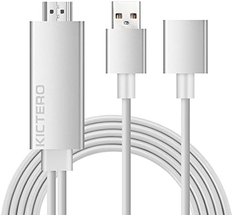 Lightning to HDMI Cable, Kictero Plug and Play Lightning Digital AV Adapter High-Speed 1080P MHL to HMDI HDTV Cable for iPhone iPad Samsung Smartphones to Mirror on HDTV Projector (Sliver)