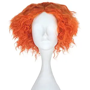 Miss U Hair Men Adult Short Curly Hair Unisex Orange Lolita Cosplay Costume Wig Halloween