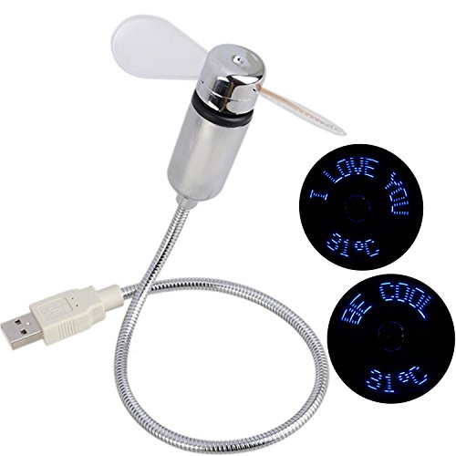 Elektrische Desktop-Tischventilator Mini Portable USB mit blauen LED-Temperatur und Wörter-Anzeige - 5