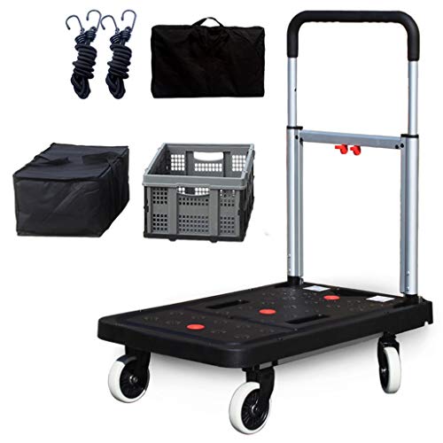 Faltbarer Handwagen mit 330 lbs Fassungsvermögen - Trolley mit 4 Rädern TPR 360 ° drehbarer Transportwagen für Gepäck, Reise, Shopping, Auto, Umzug und Büro (Design : Package 8)