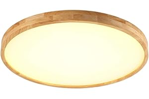 ‎SUZNIU SUZNIU 18W LED Deckenleuchte, Nordic Modern Holz Deckenlampe, warmweiß 3000K 1500lm, Φ30cm Runde Holz Lampe für Wohnzimmer, Schlafzimmer, Esszimmer, Büro, Kinderzimmer Leuchte Decke Licht Holzlampe