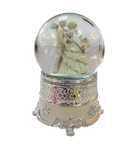 NON ROCK Bola de Agua para Pareja con Bola de Cristal, Caja Musical de Lujo, Cambio de Color Luminoso, Giratorio