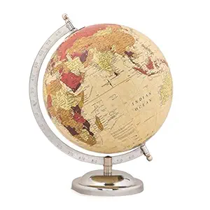 Balliatic World Globe with Nickel Stand Base 8 inch for Kids & Adults / Teachers / Early Learners / Office Decor / Indoor Decorative Globe for School, Study Room, Office Desk