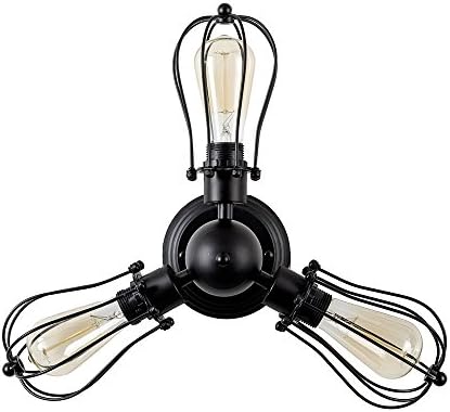 KLSD Vintage Industrial Edison Ceiling lamps Wall Lighting Bulbs E27 Base 3-light Antique oil rubbed Metal Black Finish