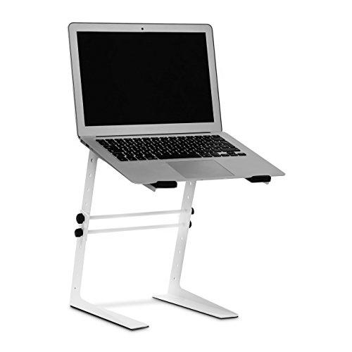 Relaxdays Laptopständer höhenverstellbar Notebookständer mit gummierten Füßen, Haltern Höhe 5-fach verstellbar Laptophalter für Djs und Musiker Mixerständer, 34,5 x 26 x 32 cm, weiß