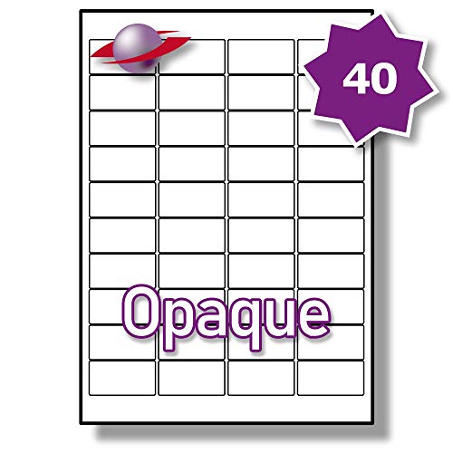 Label Planet® 40 Per Sheet, 500 Sheets (20000 Blank-Out Labels). Matt White Labels on A4 Paper with Opaque Adhesive for All Desktop Printers. Each Label is 45.7 x 25.4mm, LP40/45 OPQ.