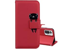 ONETHEFUL Xiaomi Redmi Note 10 Pro Funda Cartera Carcasa Flip Cover Libro Case Fundas Protectoras de Piel Sintética para el Teléfono Xiaomi Redmi Note 10 Pro - Rojo