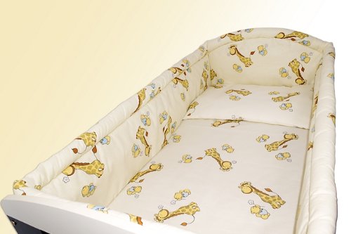 NEW COT BUMPER ALL ROUND NURSERY MOTERHOOD COLOURFUL DESIGNS (420 cm, Giraffe Ecru)