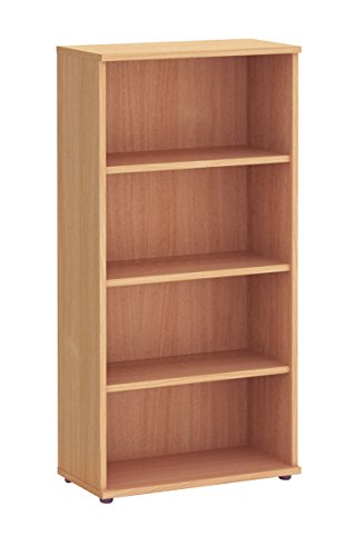 Office Hippo Fraction Plus Bookcase, 160 cm (H) x 80 cm (W) x 40 cm (D) - Beech
