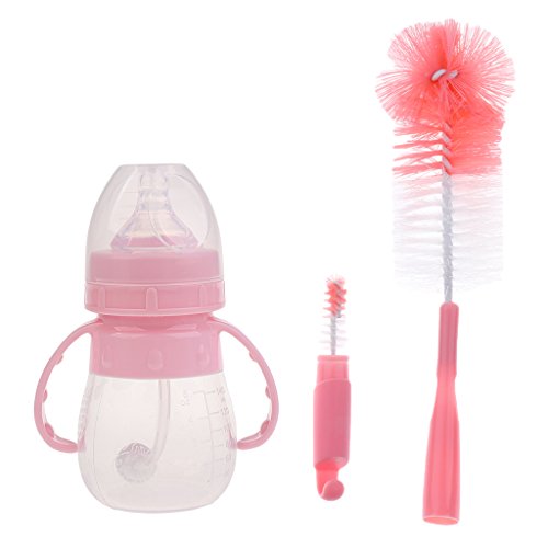 Preisvergleich Produktbild MagiDeal Baby Ernährung Babyflasche Silikon Trinkflaschen + Flaschenbürste Reinigungsbürste Spülbürste