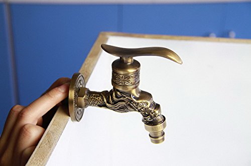 Ahatech Wasserhahn Küche Bad Vintage Antik Messing Wand befestigt - 2
