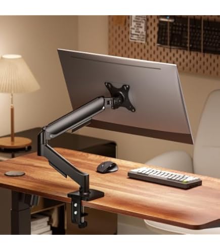 Sunon Single Monitor Desk Mount Full Motion with Gas Spring Fully Adjustable Mounting Arm, Height Adjustable Two Arm Monitor Mount Stand, Ideal for 10 to 32 inch LED Flat Panel Screens Sunon Single Monitor Desk Mount Full Motion with Gas Spring Fully Adjustable Mounting Arm, Height Adjustable Two Arm Monitor Mount Stand, Ideal for 10 to 32 inch LED Flat Panel Screens