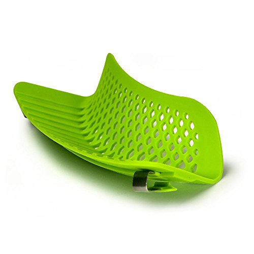 SNAP n STRAIN Pot Strainer,Homi Kitchen Extras Silicone Clip-On Drainer Colander for Draining Food, Universal Size Fits All Cookware (1, Green) by Homi - 5