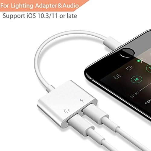 Lightning Adapter,headphone jack charging for docking station iPhone7/7Plus iPhone 10/X/8/8Plus Splitter Adapter plug 2 in 1 Lightning Cable with Charging Audio Earphones micro usb to Adaptor Multifunctional Support Music Charge Volume Control Phone Communication Call New Compatible for iOS 11 or Later