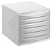 Produktbild Rotho 1108106189 Schubladenbox Bürobox Quadra aus Kunststoff (PS), 6 geschlossene Schübe, A4-Format, hochwertige Qualität, circa 37 x 28 x 25 cm, grau