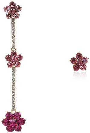 Large Drop and Stud Style Swarovski Crystal Earrings. Available in Amethyst, Clear, Fuchsia and Topaz. 14K Gold or Silver Rhodium Plated